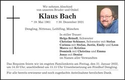 Traueranzeige Klaus Bach