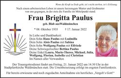 Traueranzeige Brigitta Paulus