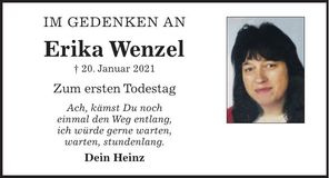 Traueranzeige Erika Wenzel