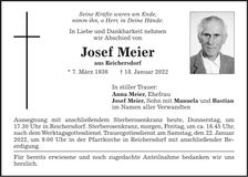 Traueranzeige Josef Meier