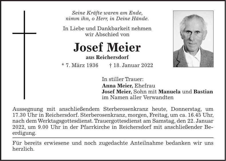Traueranzeige Josef Meier