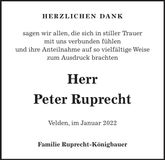 Traueranzeige Peter Ruprecht