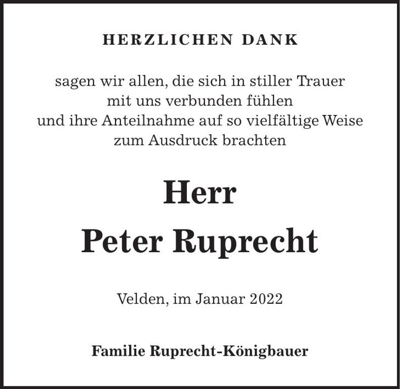Traueranzeige Peter Ruprecht