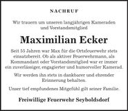 Traueranzeige Maximilian Ecker