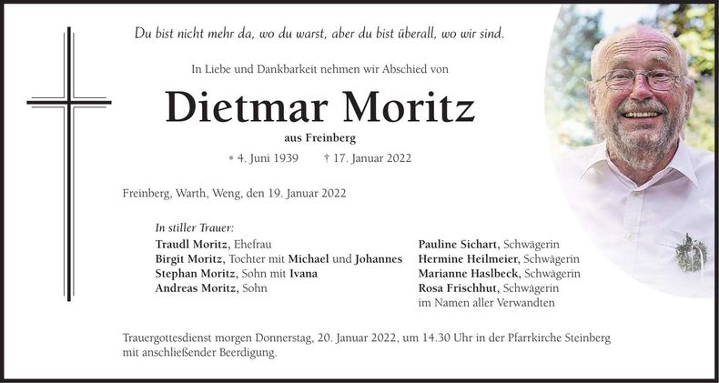 Traueranzeige Dietmar Moritz