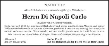 Traueranzeige Carlo Di Napoli