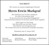 Traueranzeige Erwin Markgraf