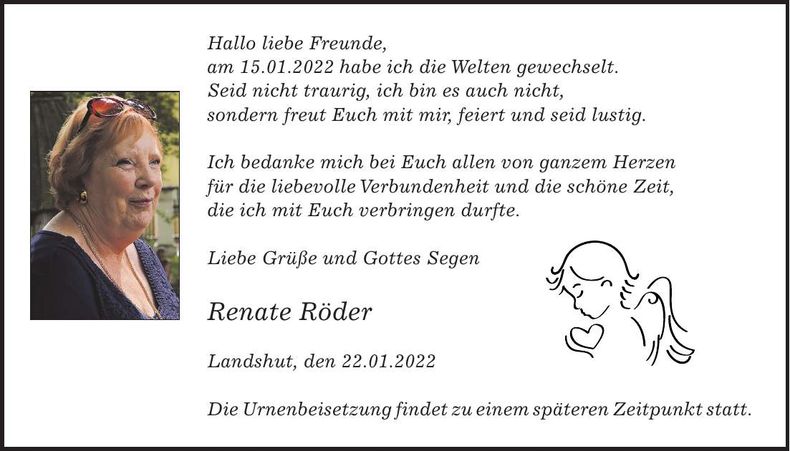 Traueranzeige Renate Röder