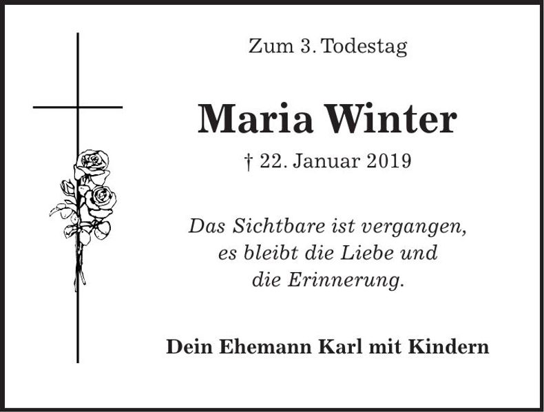 Traueranzeige Maria Winter