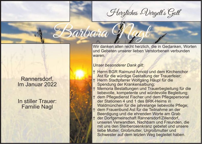 Traueranzeige Barbara Nagl