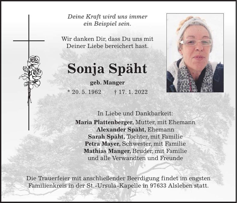 Traueranzeige Sonja Späht