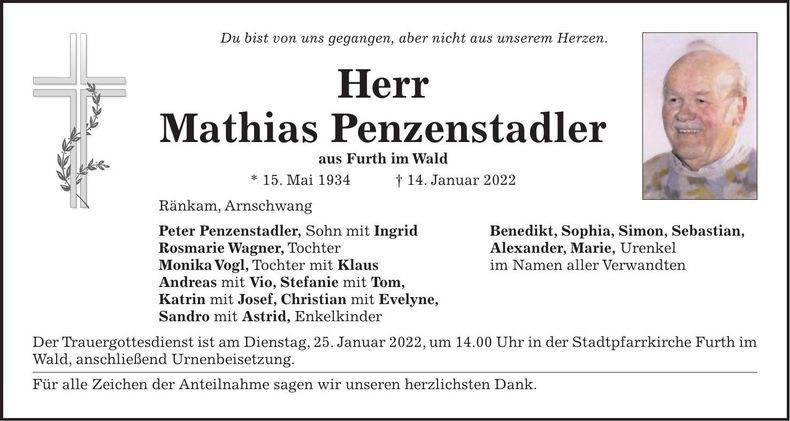 Traueranzeige Mathias Penzenstadler