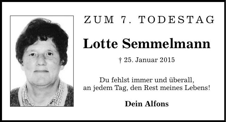 Traueranzeige Lotte Semmelmann