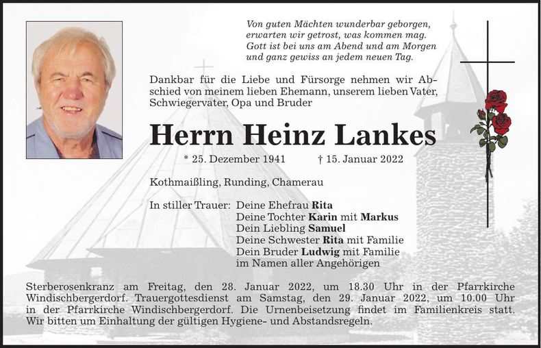 Traueranzeige Heinz Lankes