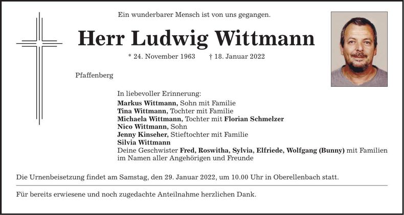 Traueranzeige Ludwig Wittmann