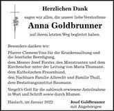 Traueranzeige Anna Goldbrunner