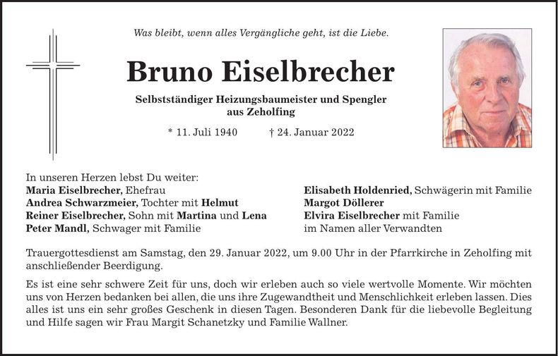 Traueranzeige Bruno Eiselbrecher