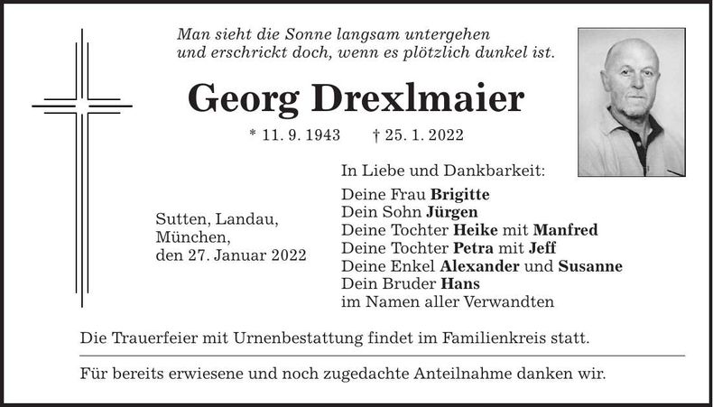 Traueranzeige Georg Drexlmaier