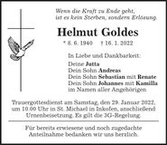Traueranzeige Helmut Goldes