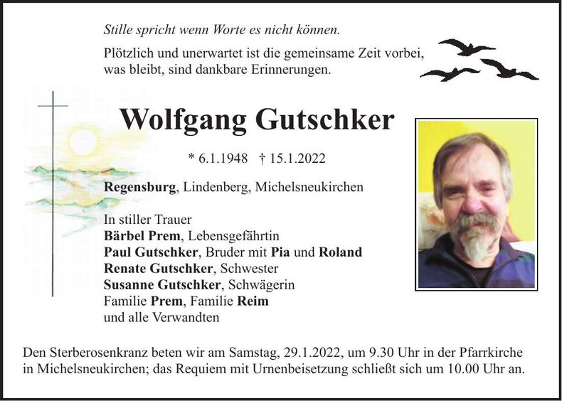 Traueranzeige Wolfgang Gutschker