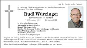 Traueranzeige Rudi Würzinger