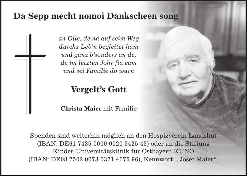 Traueranzeige Josef Maier