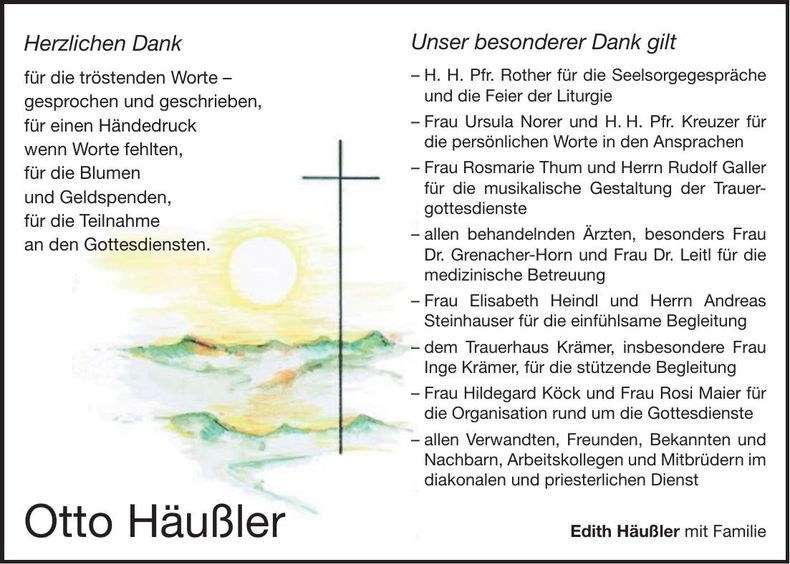 Traueranzeige Otto Häußler