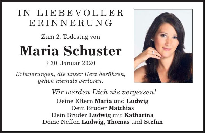 Traueranzeige Maria Schuster