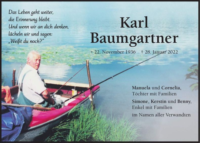 Traueranzeige Karl Baumgartner