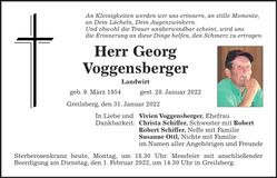 Traueranzeige Georg Voggensberger
