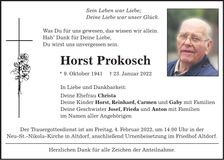 Traueranzeige Horst Prokosch
