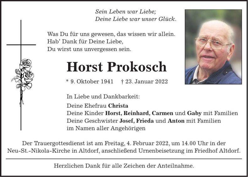Traueranzeige Horst Prokosch