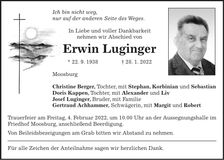 Traueranzeige Erwin Luginger