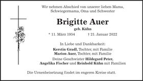 Traueranzeige Brigitte Auer