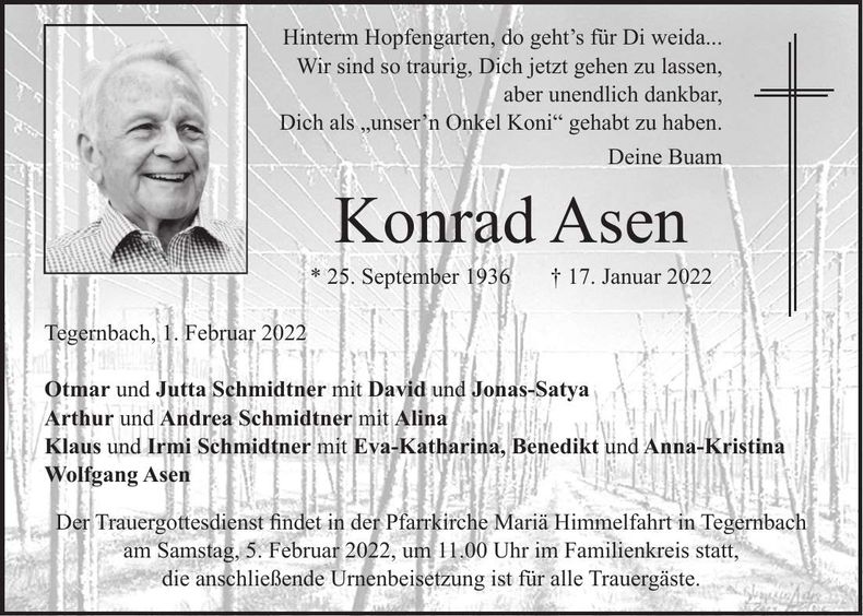 Traueranzeige Konrad Asen