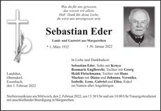 Traueranzeige Sebastian Eder