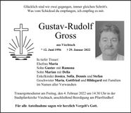 Traueranzeige Gustav-Rudolf Gross