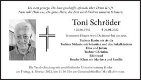 Traueranzeige Toni Schröder