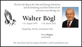 Traueranzeige Walter Bögl