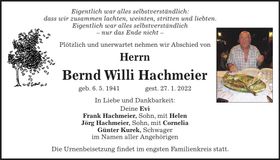 Traueranzeige Bernd Willi Hachmeier