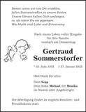 Traueranzeige Gertraud Sommerstorfer