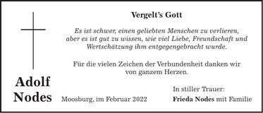 Traueranzeige Adolf Nodes