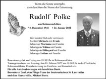 Traueranzeige Polke Rudolf