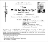 Traueranzeige Willi Kappenberger