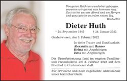 Traueranzeige Dieter Huth