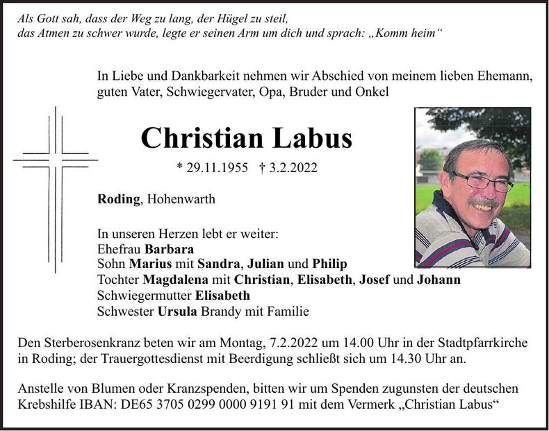 Traueranzeige Christian Labus