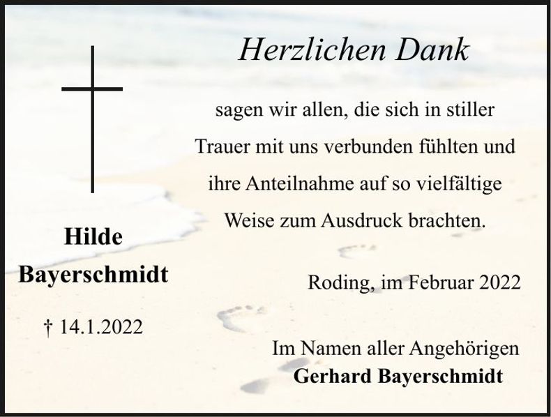 Traueranzeige Hilde Bayerschmidt
