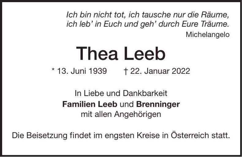 Traueranzeige Thea Leeb