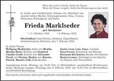 Traueranzeige Frieda Marklseder