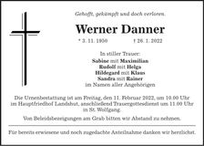 Traueranzeige Werner Danner
